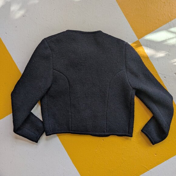 100% Wool Carrol Reed Vintage Black Button up Sweater Cardigan Medium 12 - Picture 4 of 12